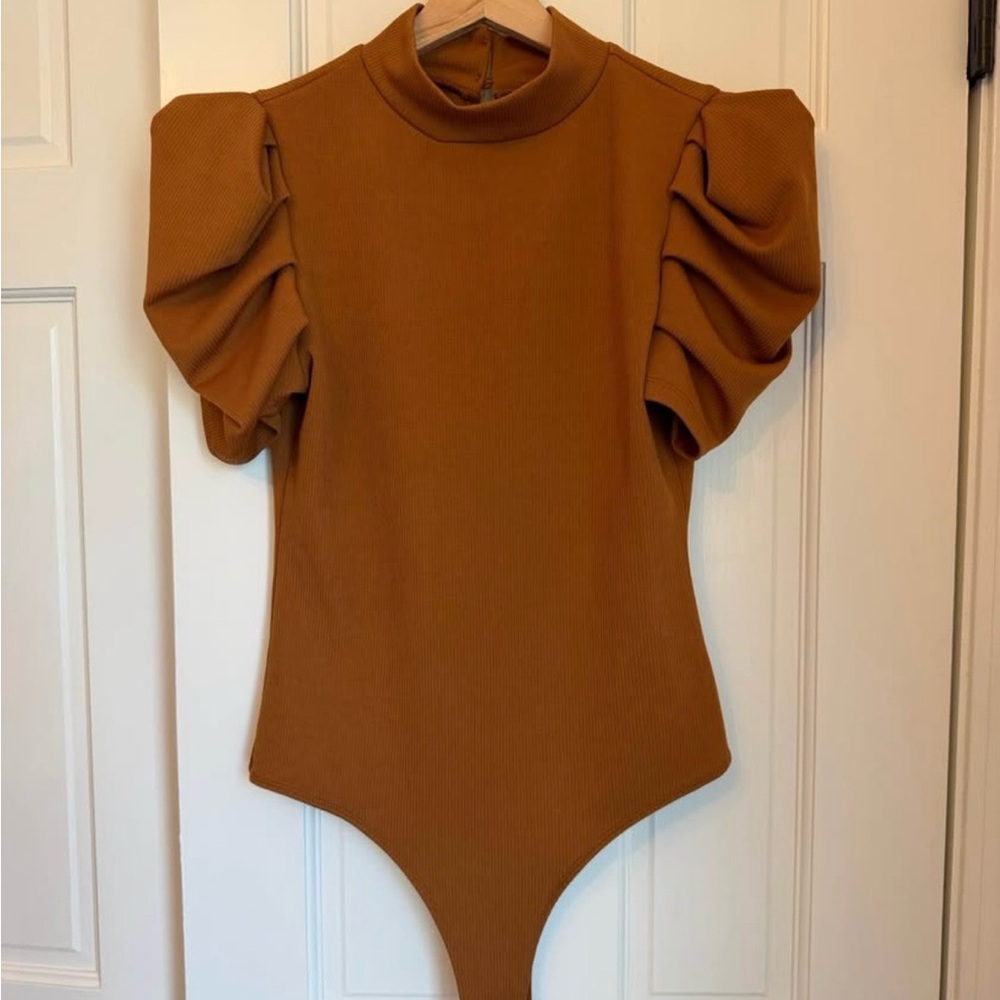Ruffled Sleeve Bodysuit in Rust/Mustard/Orange